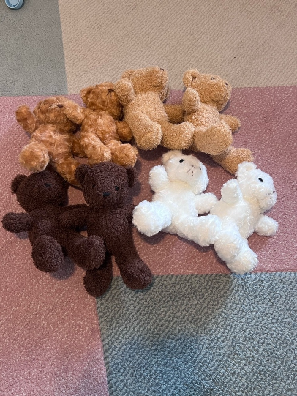 Assorted Plush Teddy Bear Lot - Brown, Tan, Cream, White